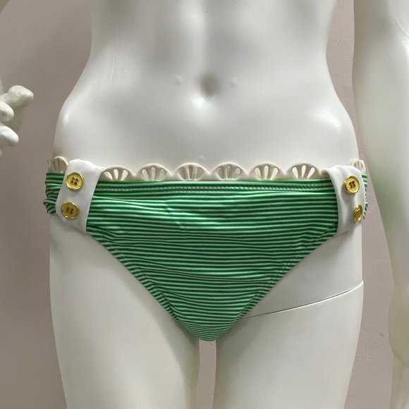 Jessica Simpson Green Striped Bikini Bottom - Picture 2 of 10